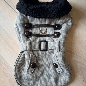 Grey Herringbone Classic Dog Coat